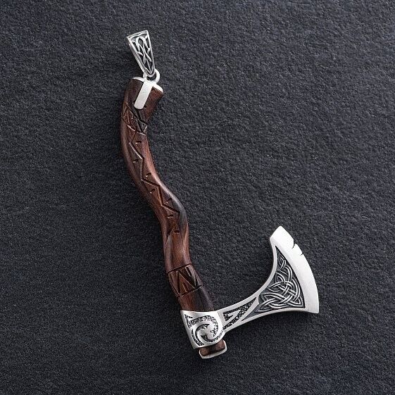 New Men's Ax Axe Viking Norse Art Necklace Fashion Pendant 16.7gr Silver 925