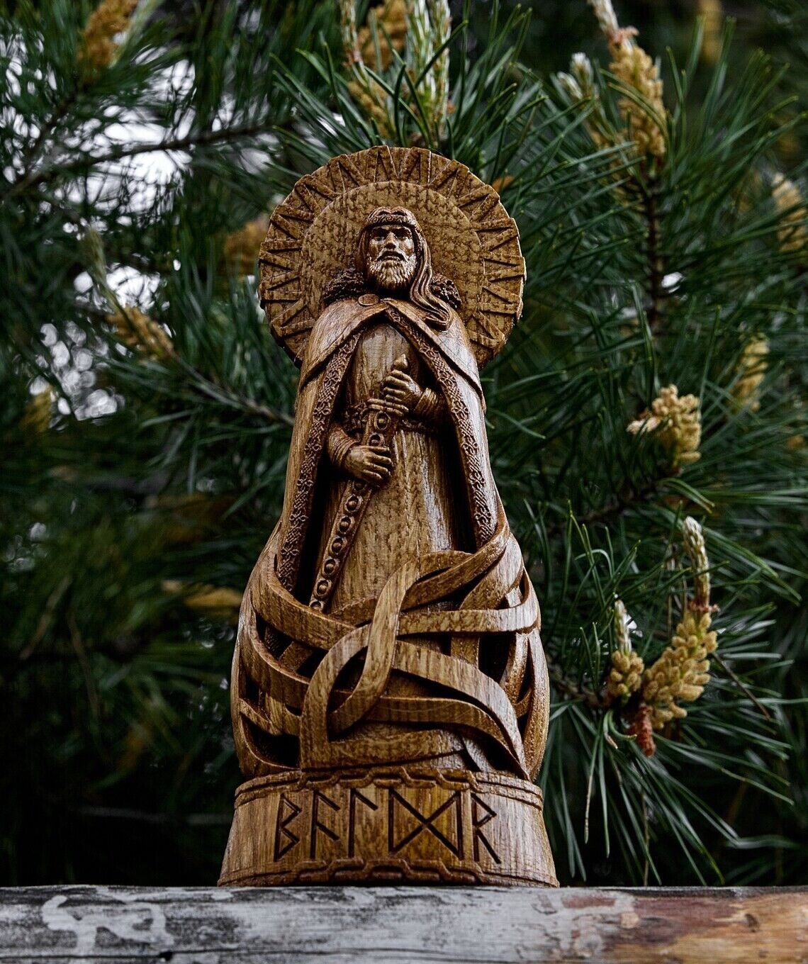 Baldr statue, God viking god Wood carved Pagan paganism God Altar sculpture Gift