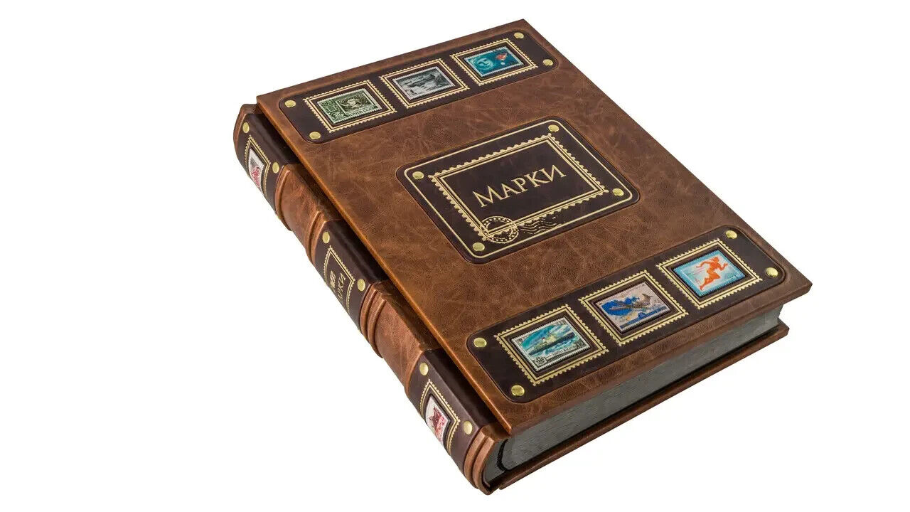 Album for Stamps Leather Exclusive Gift Марки Альбом для Марок Кожаный 23х30cm