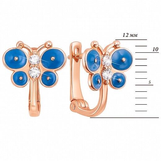Earrings Nice Сhild Symbol Butterfly Jewelry Charm 14k gold (585) Ukrainian