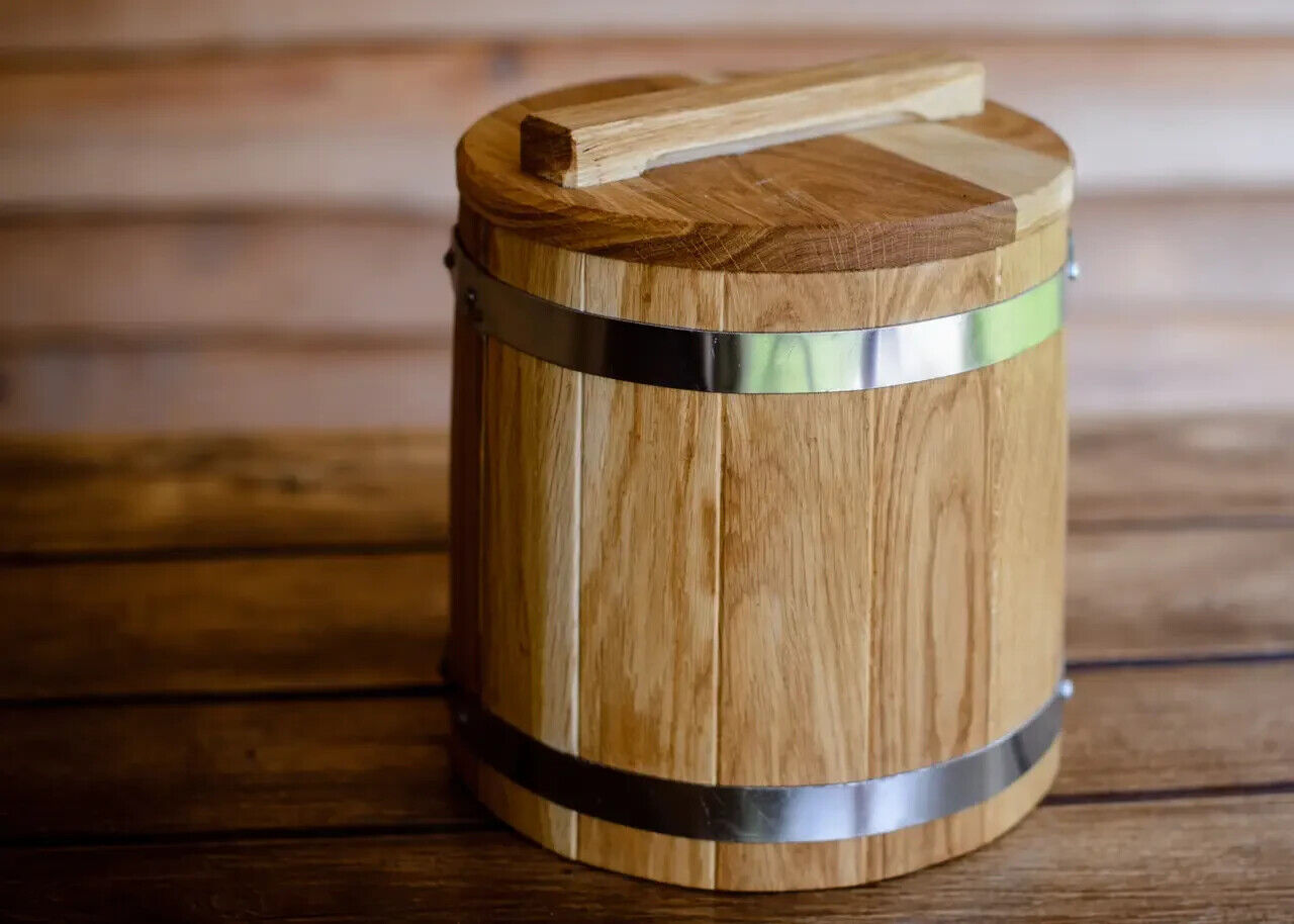 5L / 1.32Gal Cask Wooden Barrel for Honey Apples Salting Flour Pickles Marinade