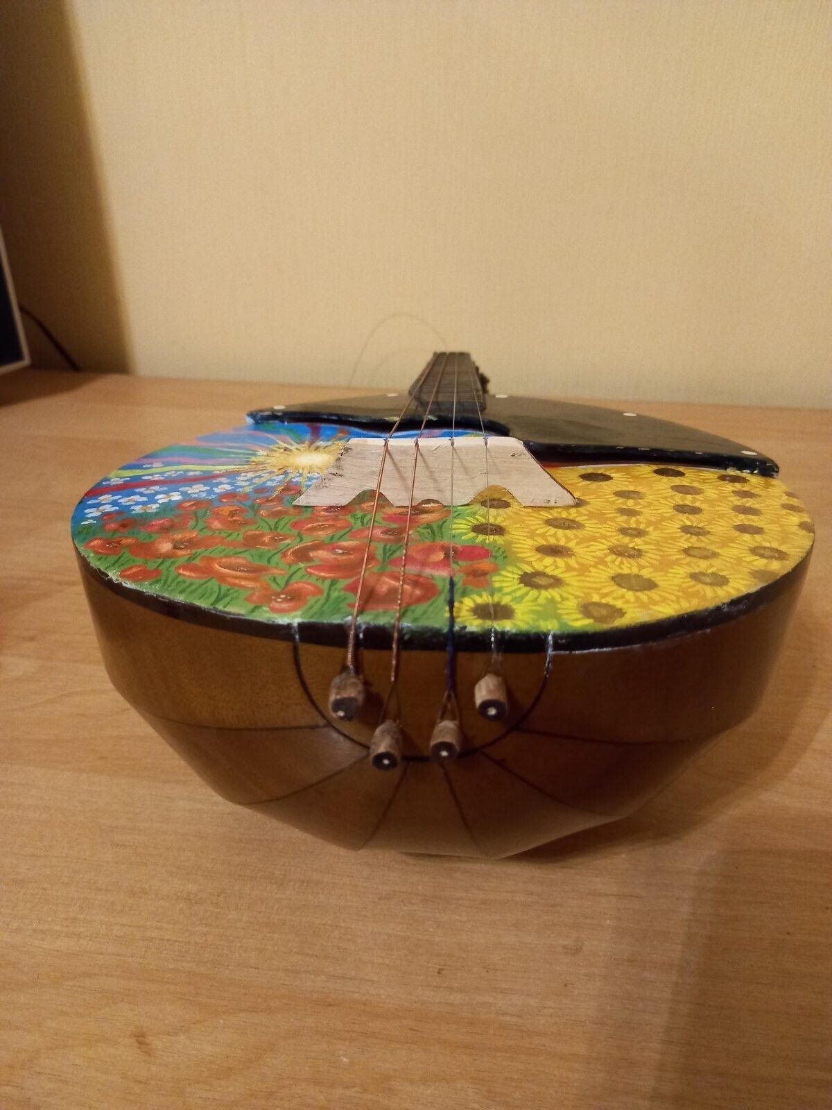 Domra Prima Hand Painted War Folk Instrument 4 strings Ukrainian Ukraine Vintage