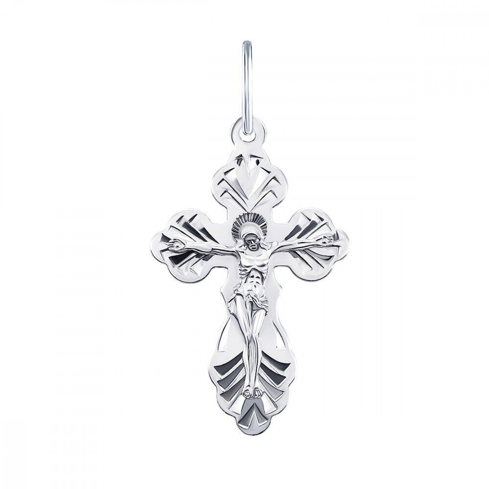 New Pendant Cross Jesus Christ Jewelry Charm Sterling 925 Silver Спаси и Сохрани