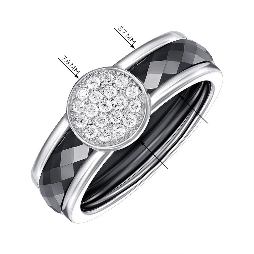 New Silver 925 Ceramics Ring - Stones Gift Jewelry Charm Fashion Style Women