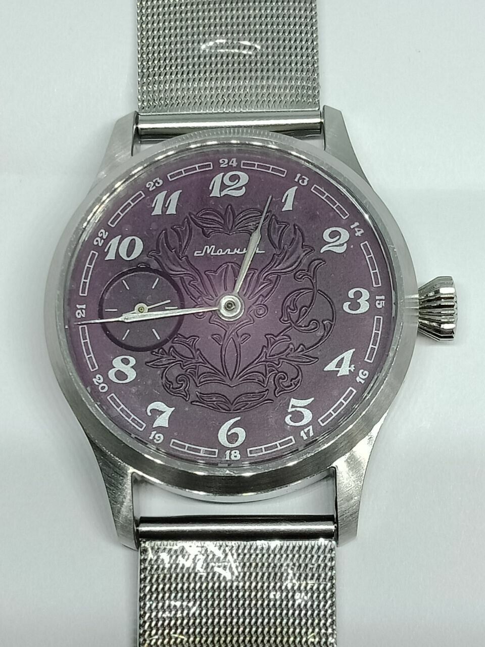 Vintage Watch USSR MOLNIJA Marriage 3602 Mechanical Wristwatch 18Jewels Red Dial
