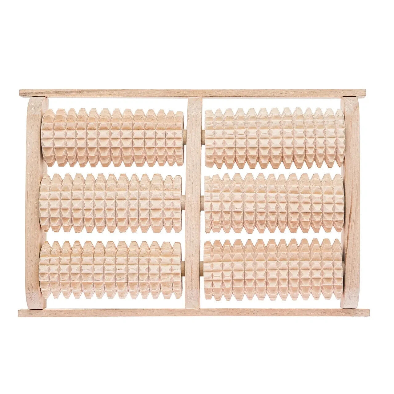 NEW Foot Massager Wooden Six Rolls notched for 6 rollers 28.5 x 18 x 5 cm