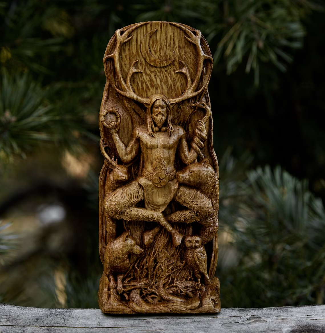 Cernunnos Cernun Wood Horned God Celtic Altar Statue Pagan Wiccan Druid New Gift