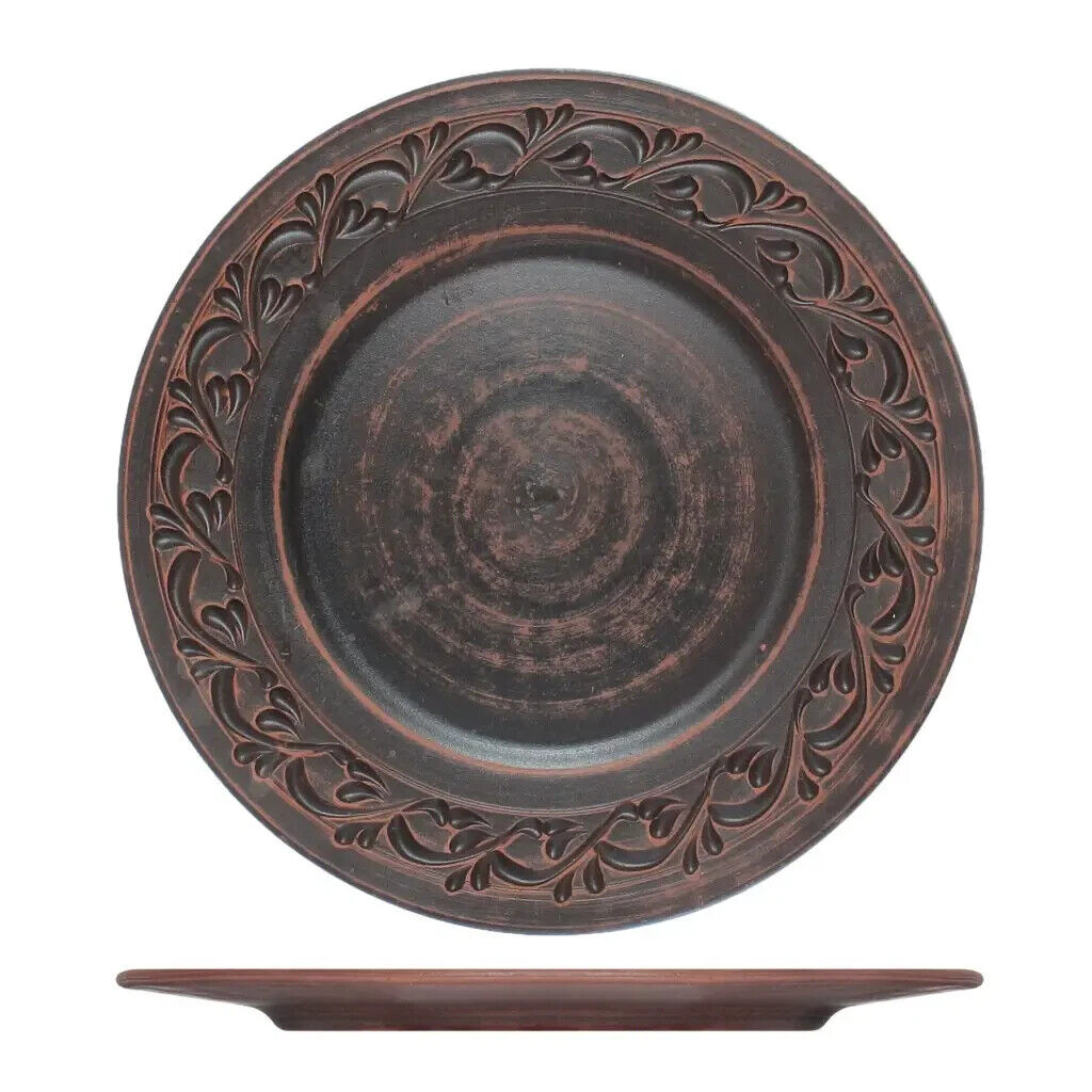 8.2 inch Stoneware Clay Ceramic Dinner Plate Decor Handmade Art Pottery Ecology