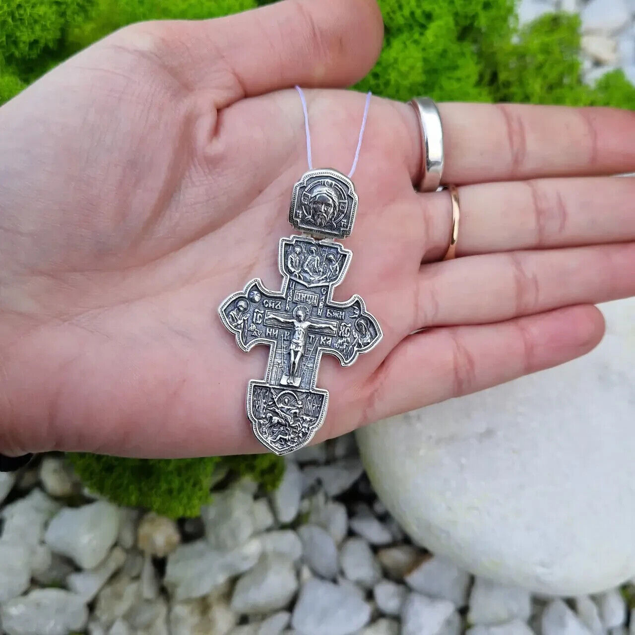 New Pendant Cross Jesus Christ Crucifix Orthodox Necklac Sterling 925 Silver Men