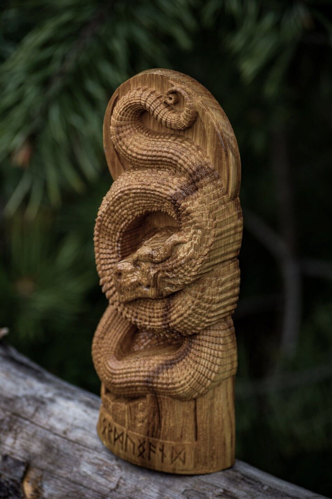 Jormungandr Wooden altar statue Viking Nordic Pagan Decor Figurine Wood Gift New
