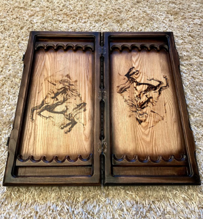 Artwork Backgammon "Sagittarius Zodiac Sign" – Handcrafted Wooden Backgammon Set (58x28cm / 22.8x11 inches)