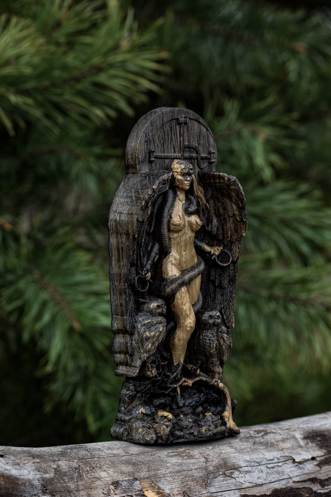 Lilith, Ishtar, Inanna, Wood Carved Astaroth Statue New Gift
