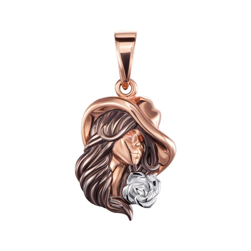 Pendant Lady Hat Flower Fashion Women Gift Necklace Jewelry Charm 14k gold (585)