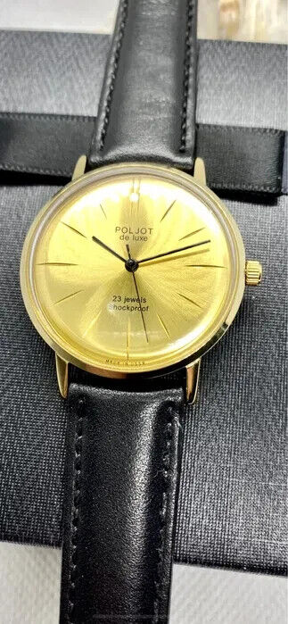 Poljot de Luxe Mens Watch Shockproof Ultra Slim Wristwatch USSR Soviet Serviced
