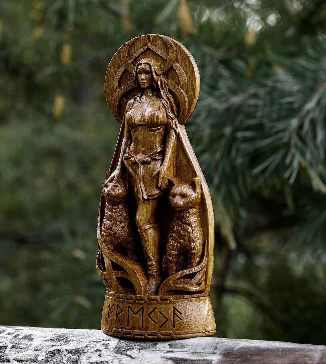 Freya God Viking Wooden carved statue Pagan Paganism God Altar Sculpture Gift
