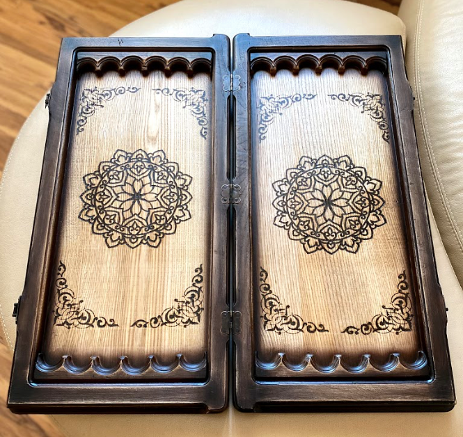 Artwork Backgammon "Tracery Ornament" – A Masterpiece of Handcrafted Elegance (58x28cm / 22.8x11 inches)