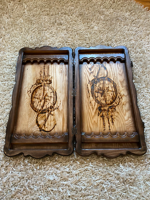 Exclusive Backgammon "Sailing Ship" – A Handcrafted Tribute to Maritime Adventure and Timeless Strategy (58x28cm / 22.8x11 inches)