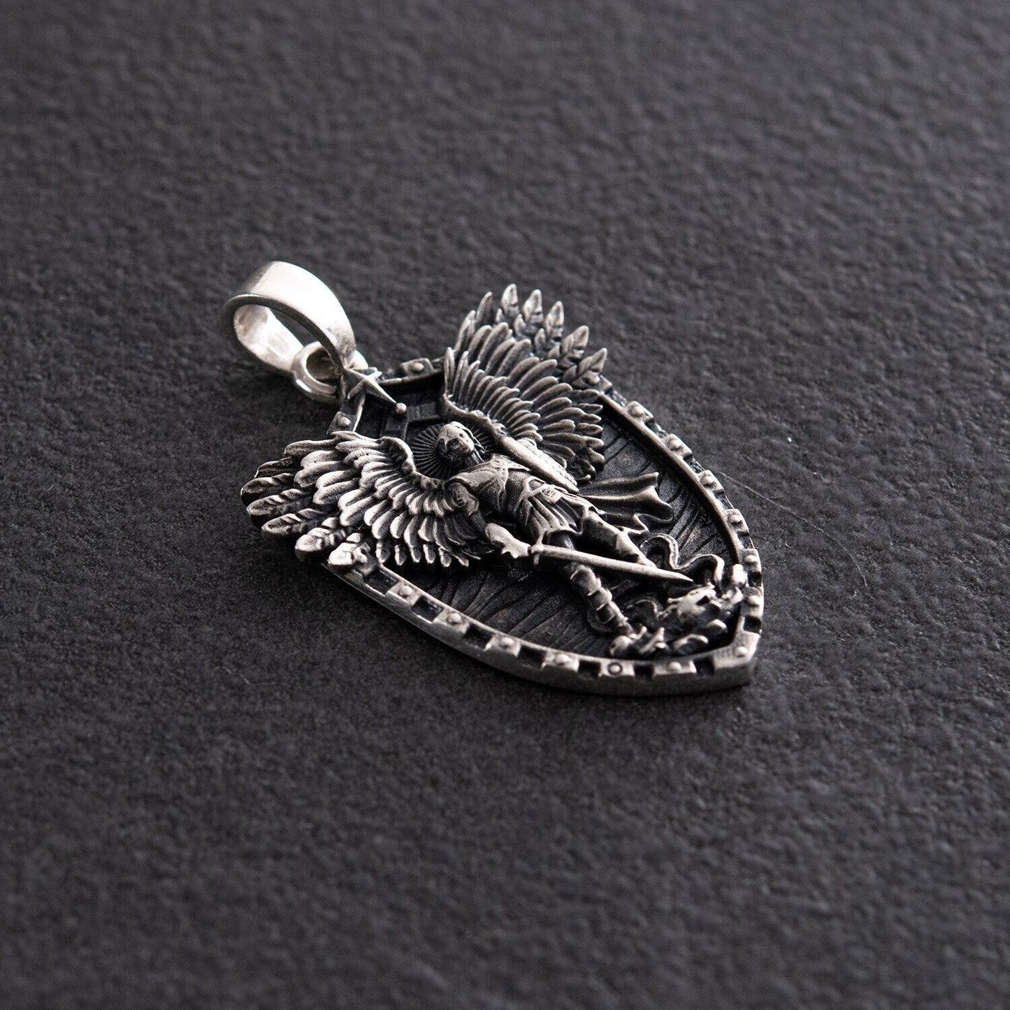 10 gr Men's Archangel Michael Orthodox Religious Art Necklace Pendant Silver 925