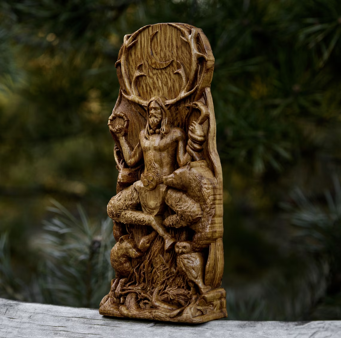Cernunnos Cernun Wood Horned God Celtic Altar Statue Pagan Wiccan Druid New Gift