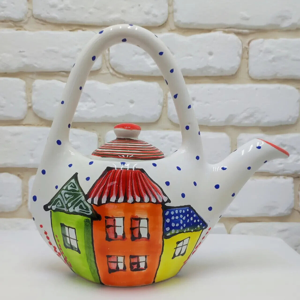 Ceramic Brewing Kettle Tea Pot Teapot Ukrainian Ornament Vintage Style 1.0L