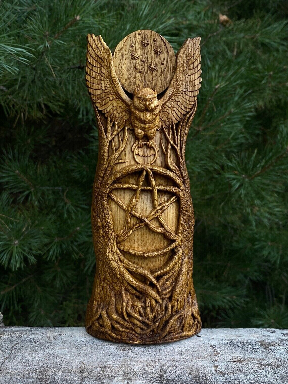 Hecate's Owl statue, Greek goddess, Pagan paganism God Altar sculpture Figurine