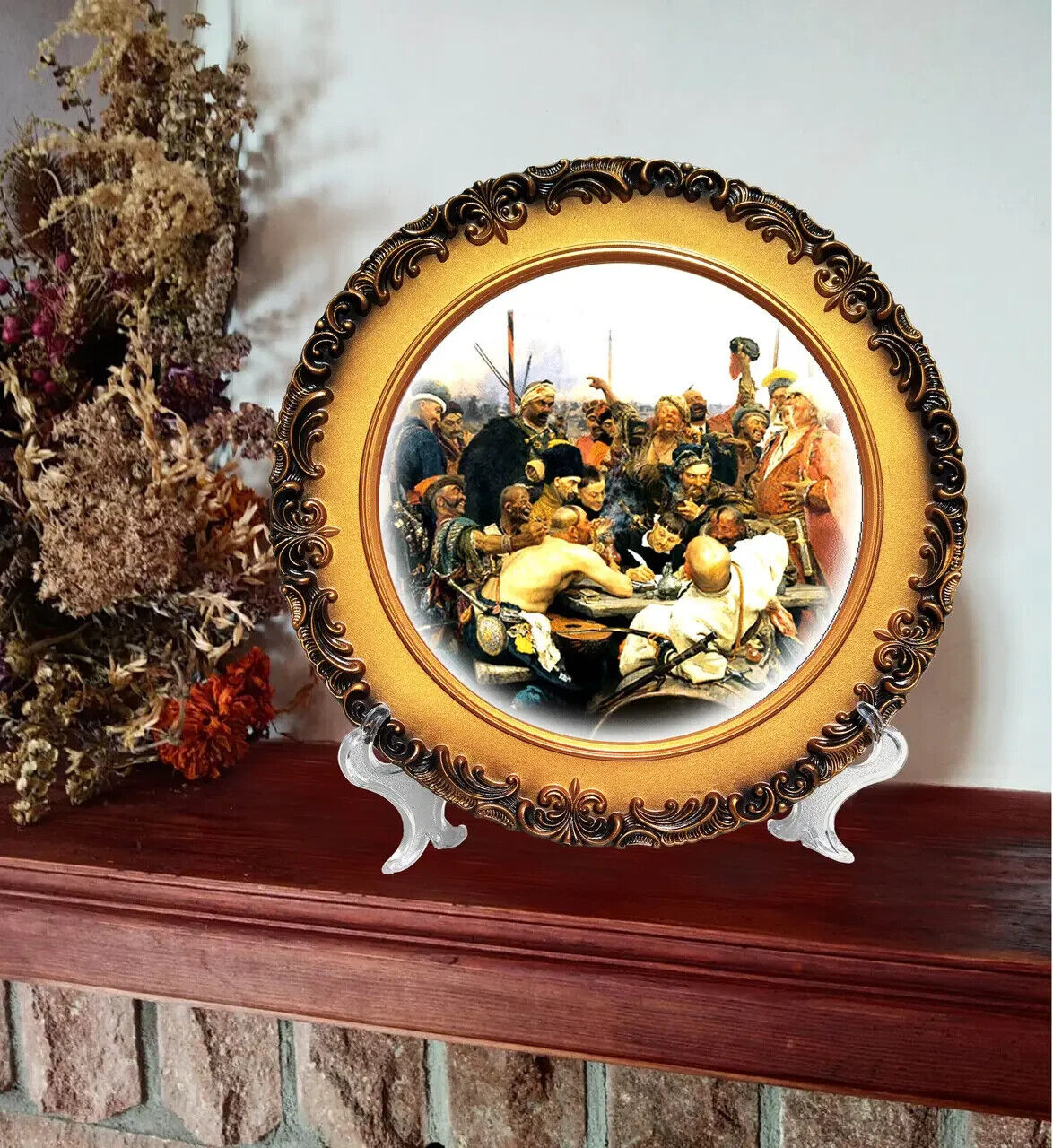 Decorative Plate Kozak write a letter Hand-painted Symbol Kazak Ukraine