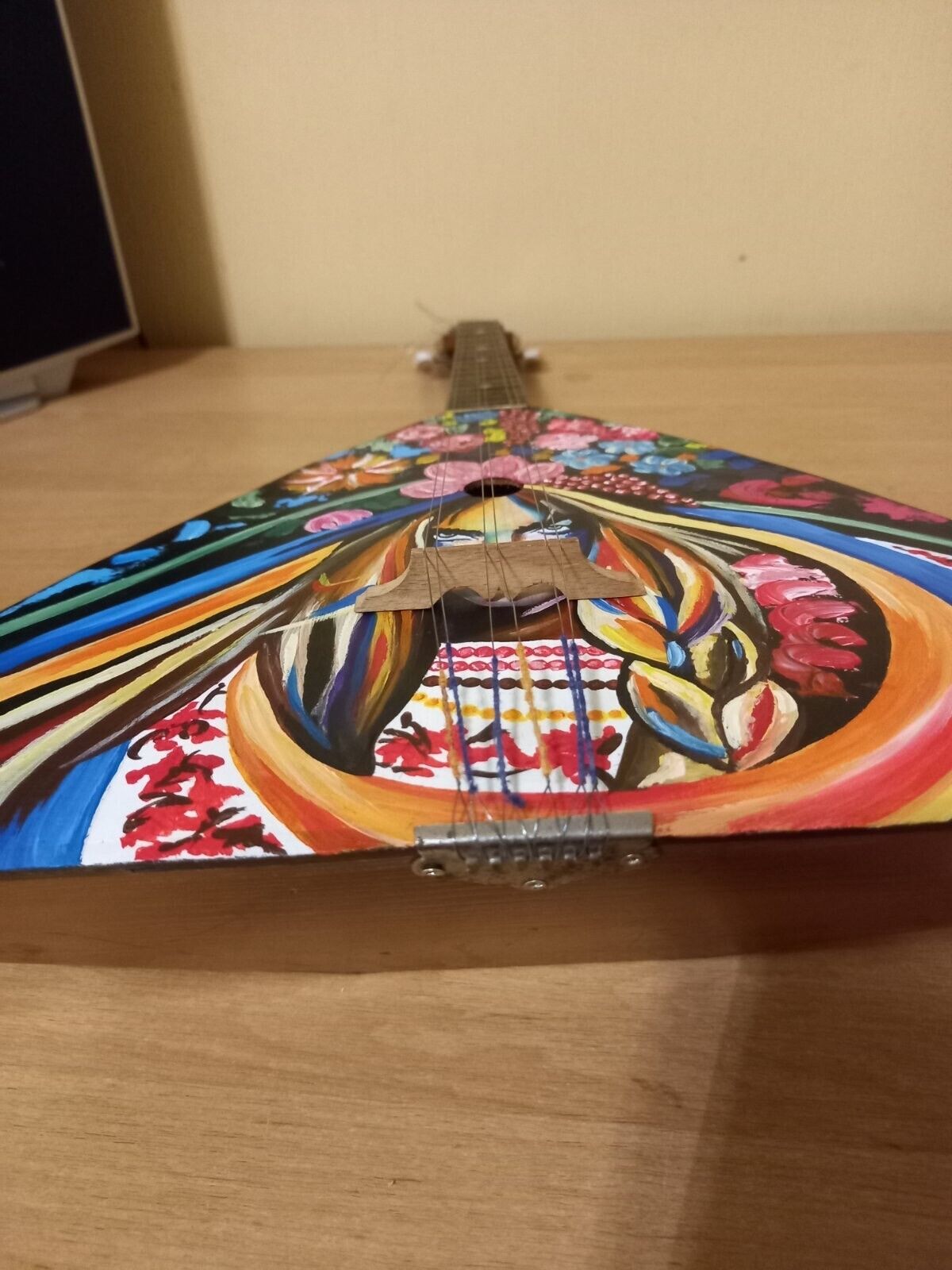 Balalayka Folk Instrument USSR Soviet Balalaika Hand Painted Ukrainian Vintage