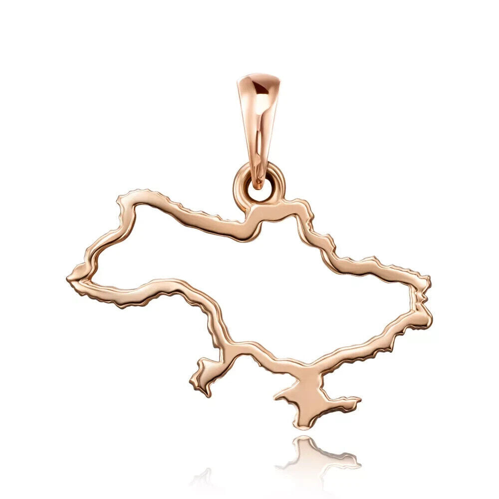 New Pendant Ukraine Map Necklace Gift Idea Jewelry Charm 14k solid gold (585)