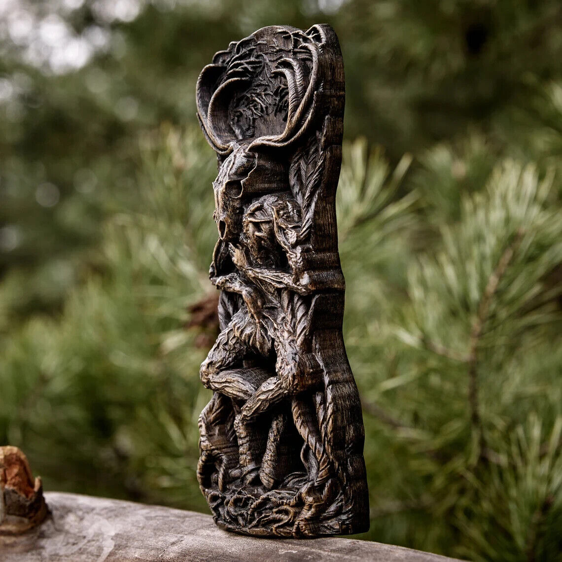 Embrace Ancient Mystique: Handcrafted Wooden Statue Wendigo Canadian Indigenous