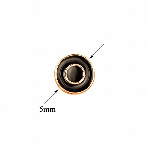 Earrings Ukrainian Women Nice Black Symbol Round Jewelry Charm 14k gold (585)