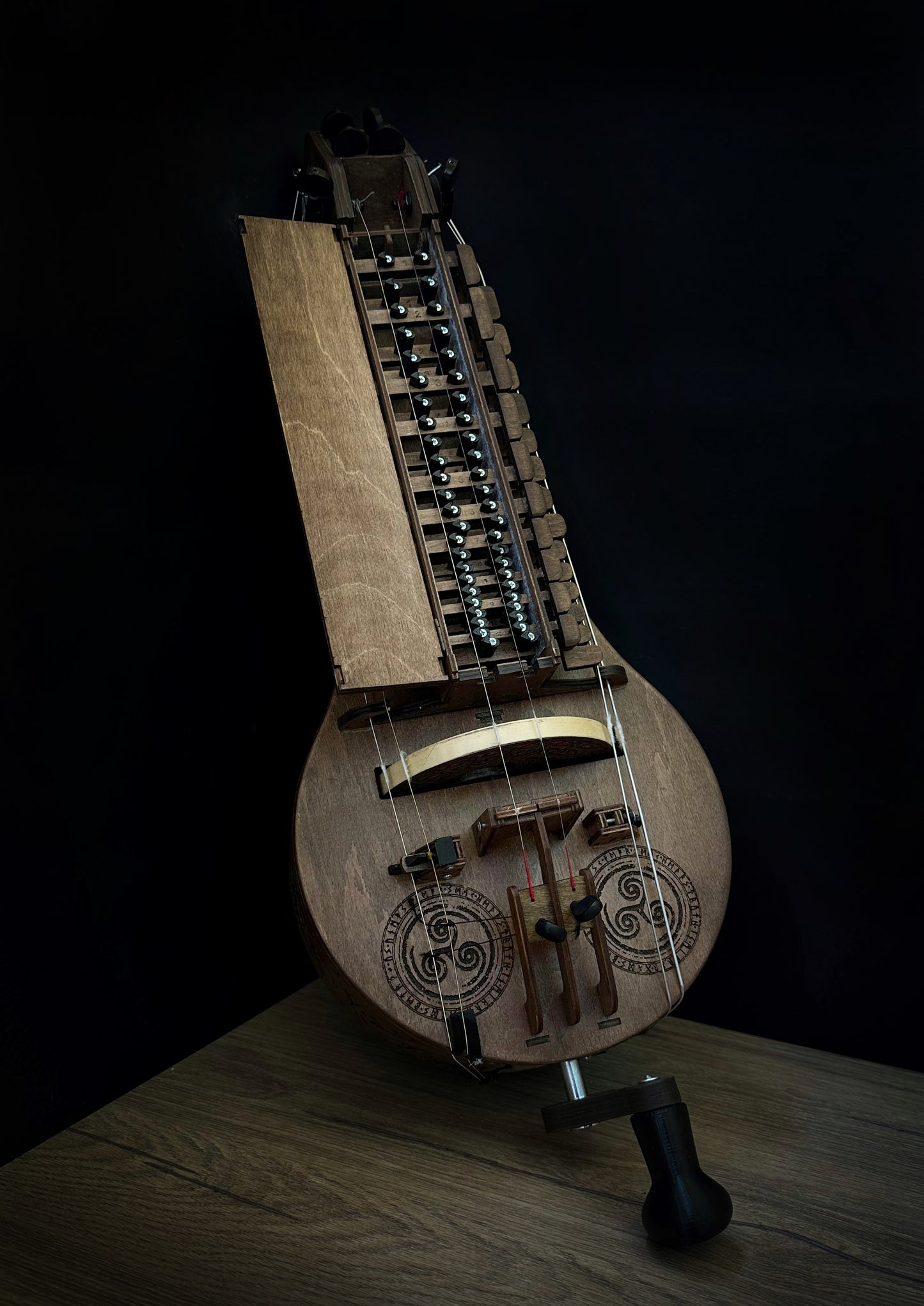 Hurdy-Gurdy, Wooden Hurdy Gurdy, Handmade Hurdy Gurdy, 6 String Hurdy Gurdy, Lyre instrument, 24 keys