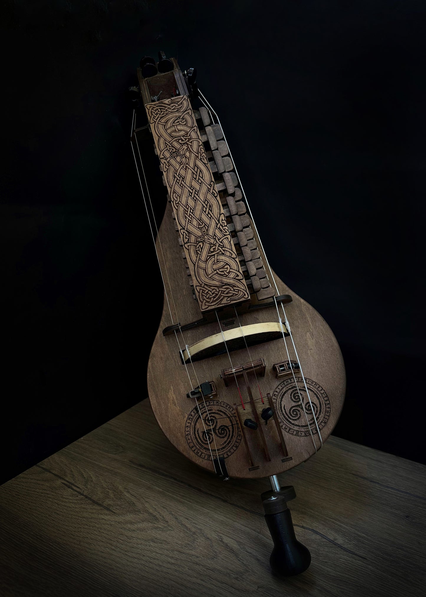 Hurdy-Gurdy, Wooden Hurdy Gurdy, Handmade Hurdy Gurdy, 6 String Hurdy Gurdy, Lyre instrument, 24 keys
