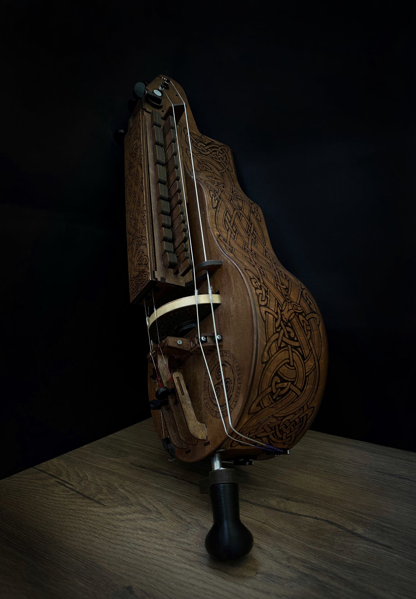 Hurdy-Gurdy, Wooden Hurdy Gurdy, Handmade Hurdy Gurdy, 6 String Hurdy Gurdy, Lyre instrument, 24 keys