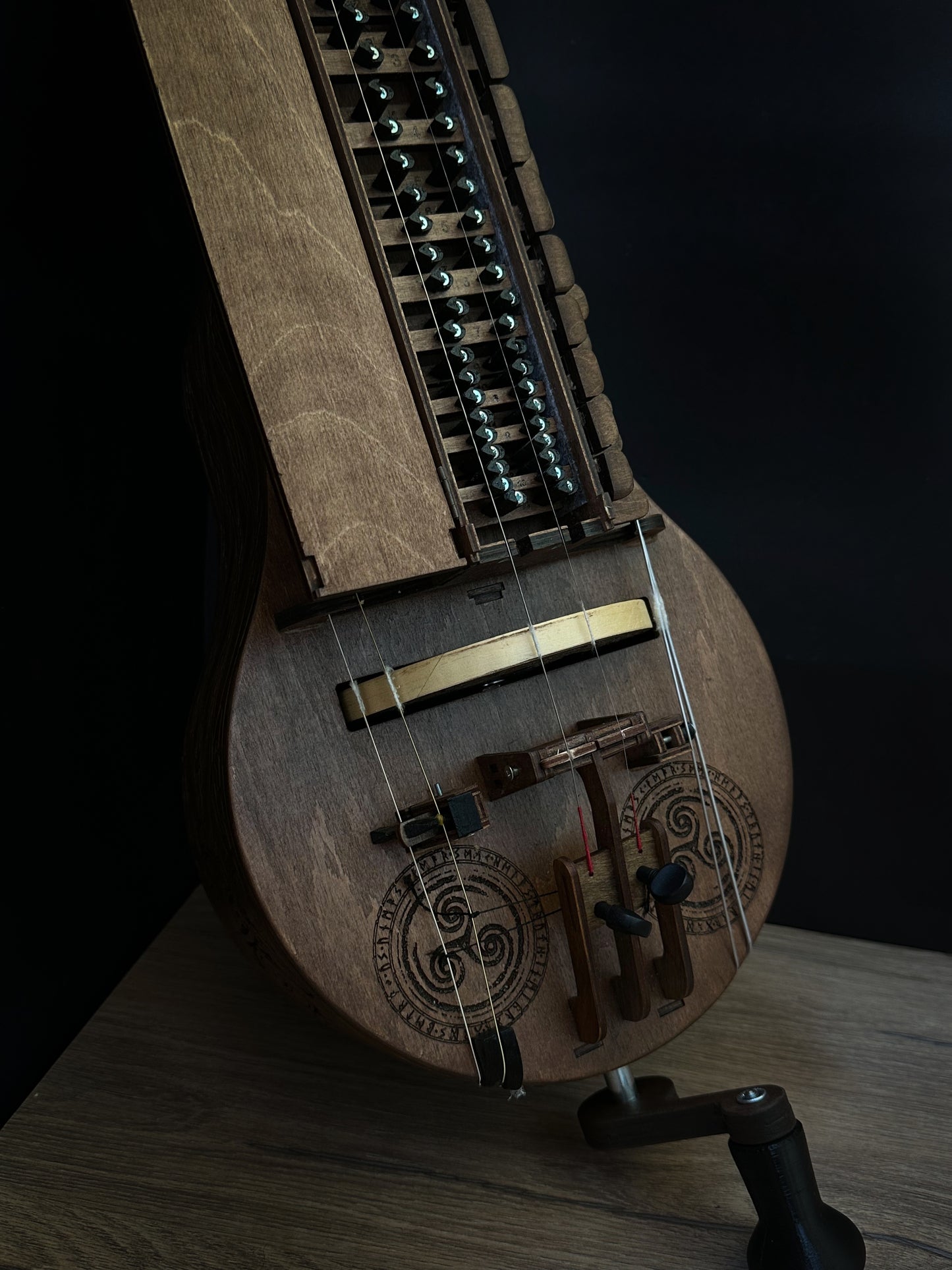 Hurdy-Gurdy, Wooden Hurdy Gurdy, Handmade Hurdy Gurdy, 6 String Hurdy Gurdy, Lyre instrument, 24 keys