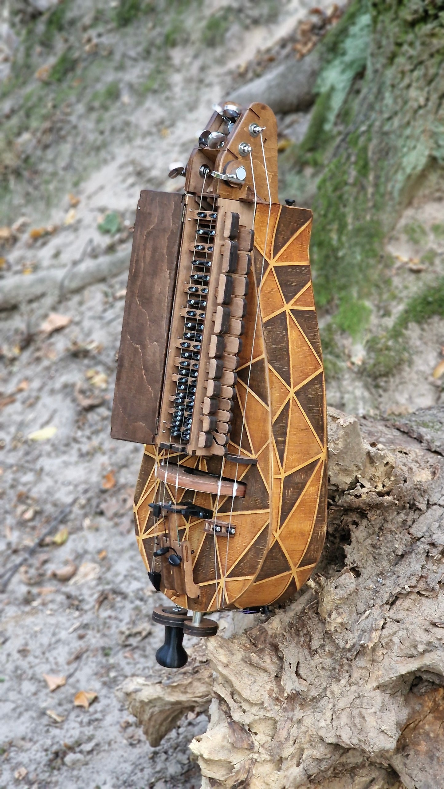 Hurdy-Gurdy, Hurdy-Gurdy with Pickup, Wooden Hurdy Gurdy, Handmade Hurdy Gurdy, 6 String Hurdy Gurdy, Lyre instrument, 24 keys, Lyre gift