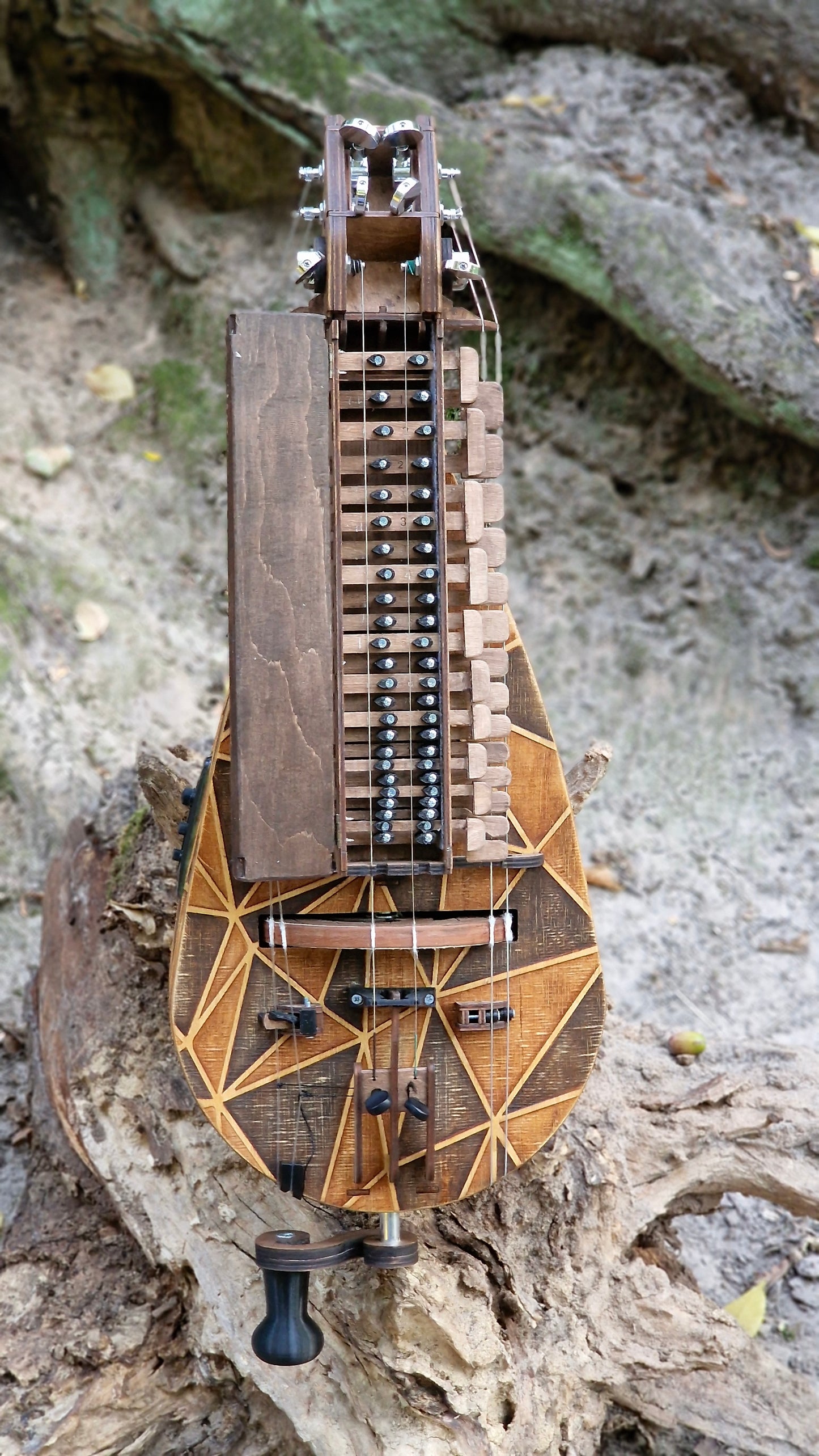 Hurdy-Gurdy, Hurdy-Gurdy with Pickup, Wooden Hurdy Gurdy, Handmade Hurdy Gurdy, 6 String Hurdy Gurdy, Lyre instrument, 24 keys, Lyre gift