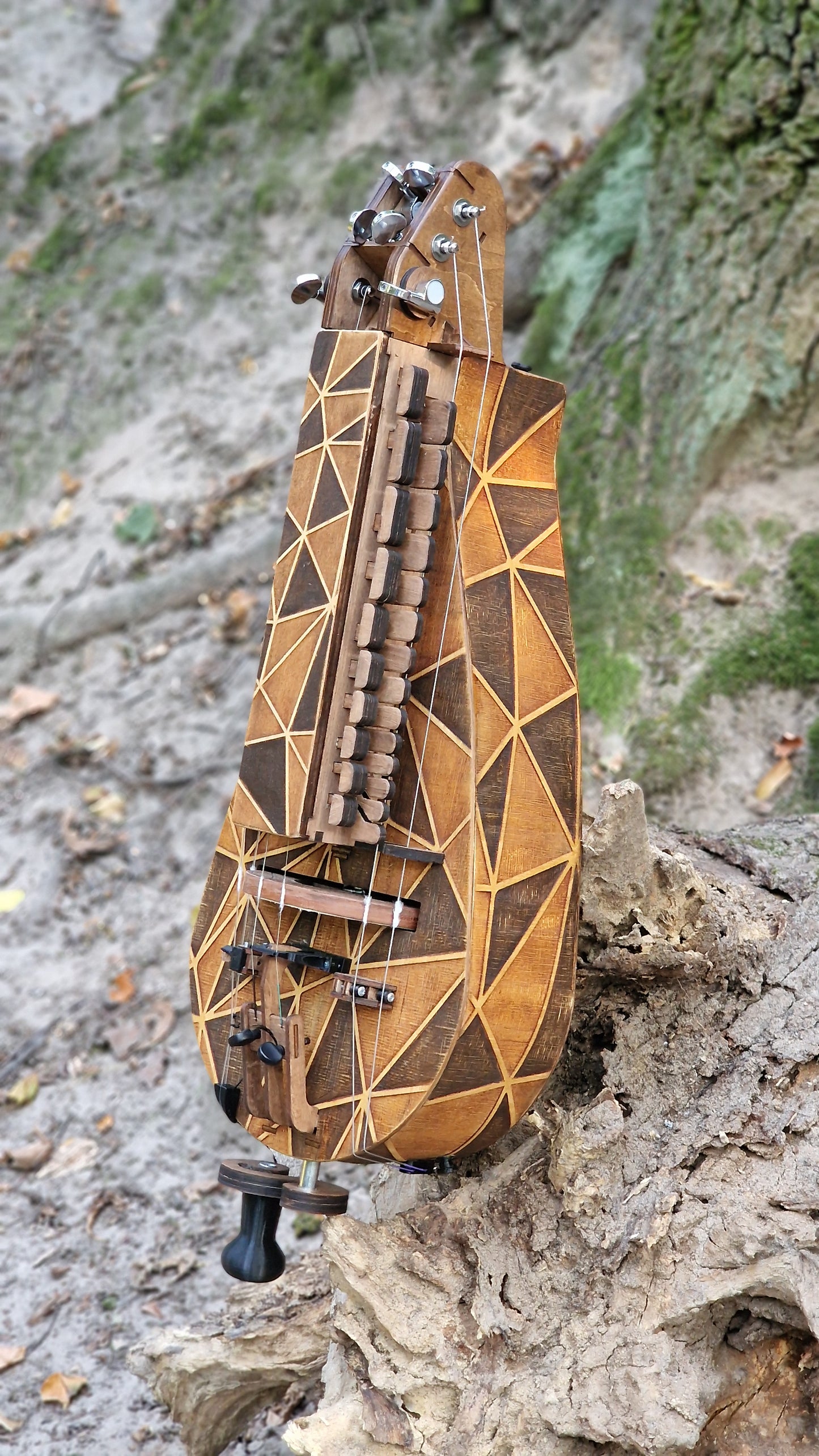 Hurdy-Gurdy, Hurdy-Gurdy with Pickup, Wooden Hurdy Gurdy, Handmade Hurdy Gurdy, 6 String Hurdy Gurdy, Lyre instrument, 24 keys, Lyre gift