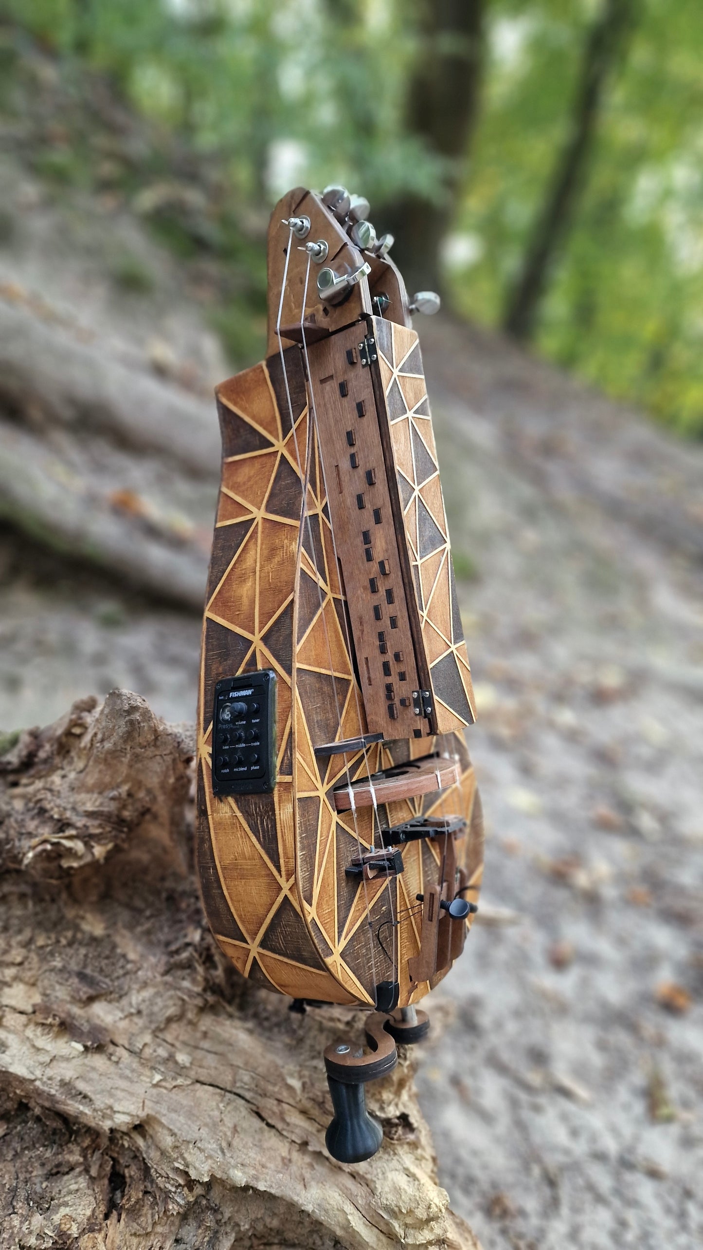 Hurdy-Gurdy, Hurdy-Gurdy with Pickup, Wooden Hurdy Gurdy, Handmade Hurdy Gurdy, 6 String Hurdy Gurdy, Lyre instrument, 24 keys, Lyre gift
