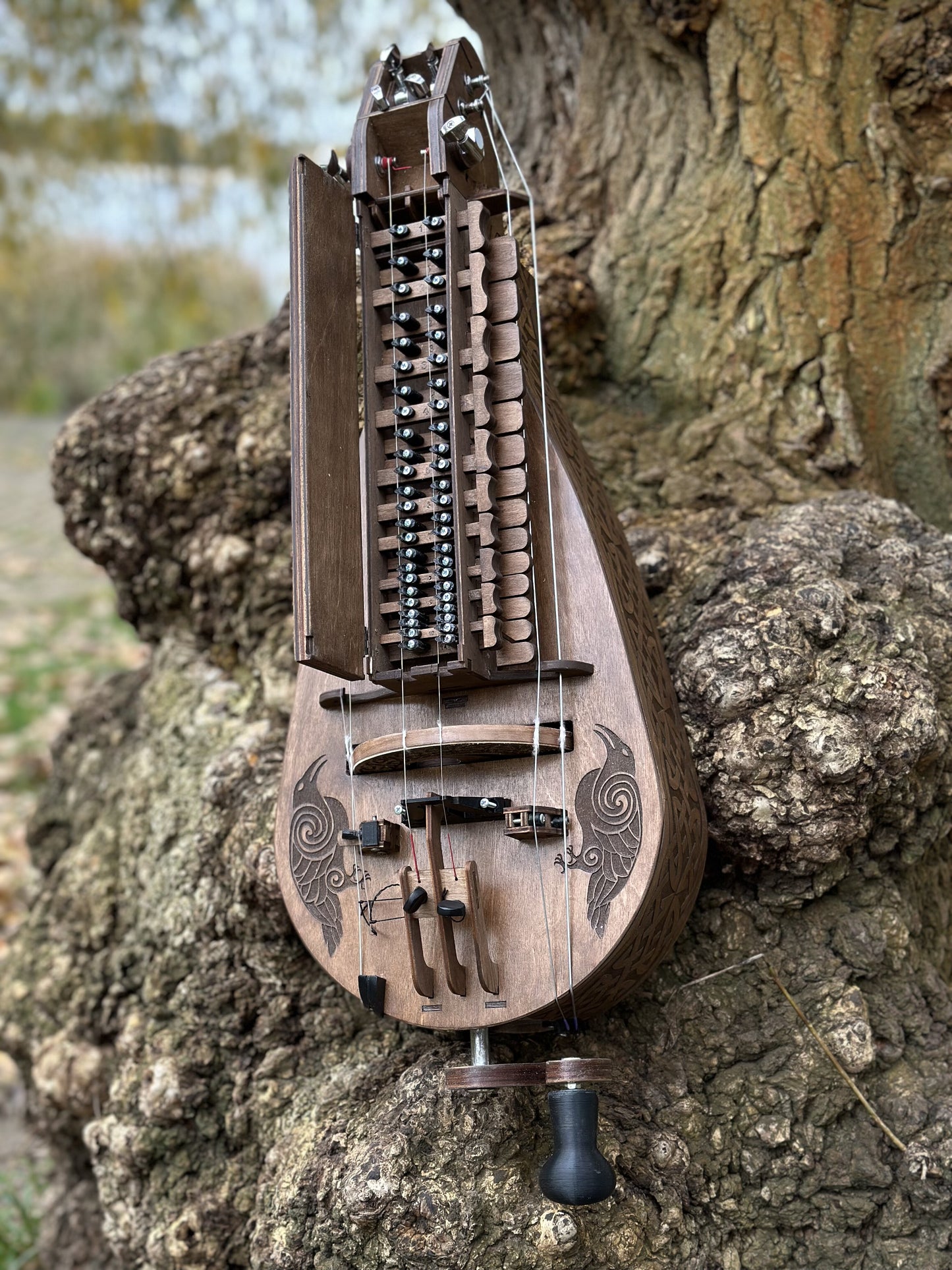 Electro-Acoustic Hurdy-Gurdy With Pickup, Handmade 6 String Hurdy Gurdy