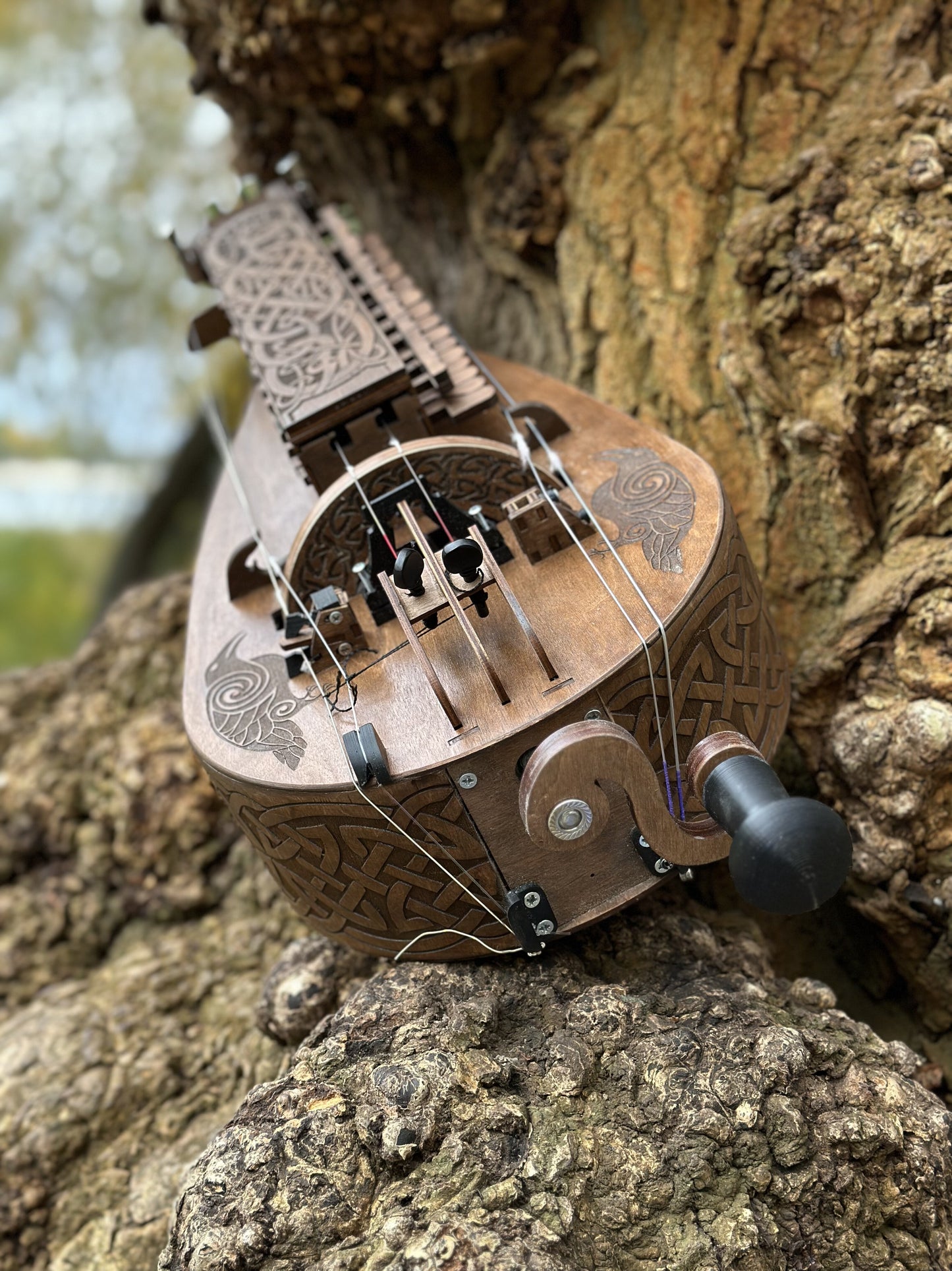 Electro-Acoustic Hurdy-Gurdy With Pickup, Handmade 6 String Hurdy Gurdy