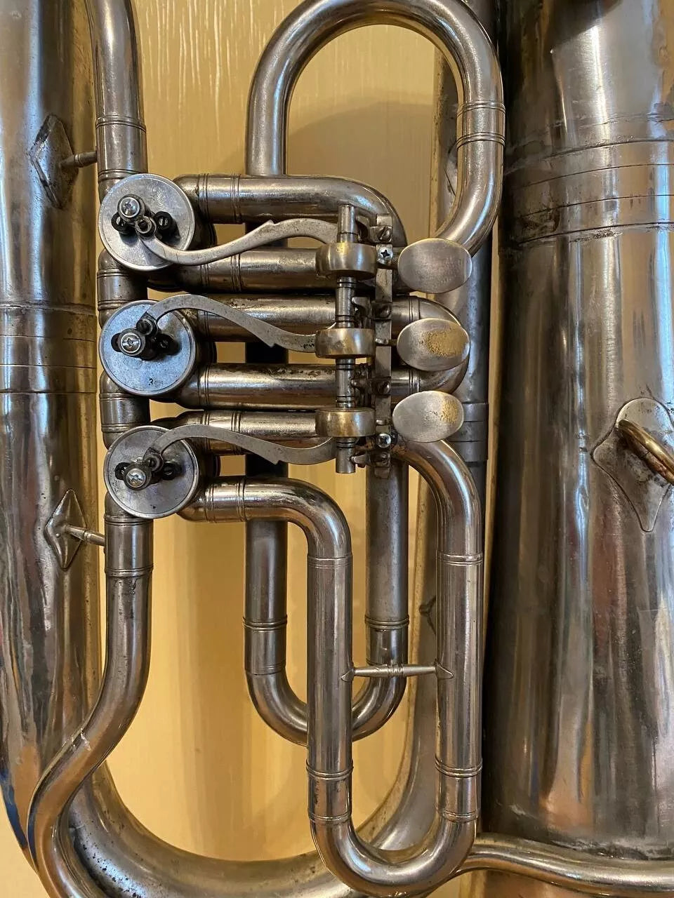 Tuba "Es" Brass Pipe Wind Instrument Brass USSR Old 3 Valve Vintage and Rare