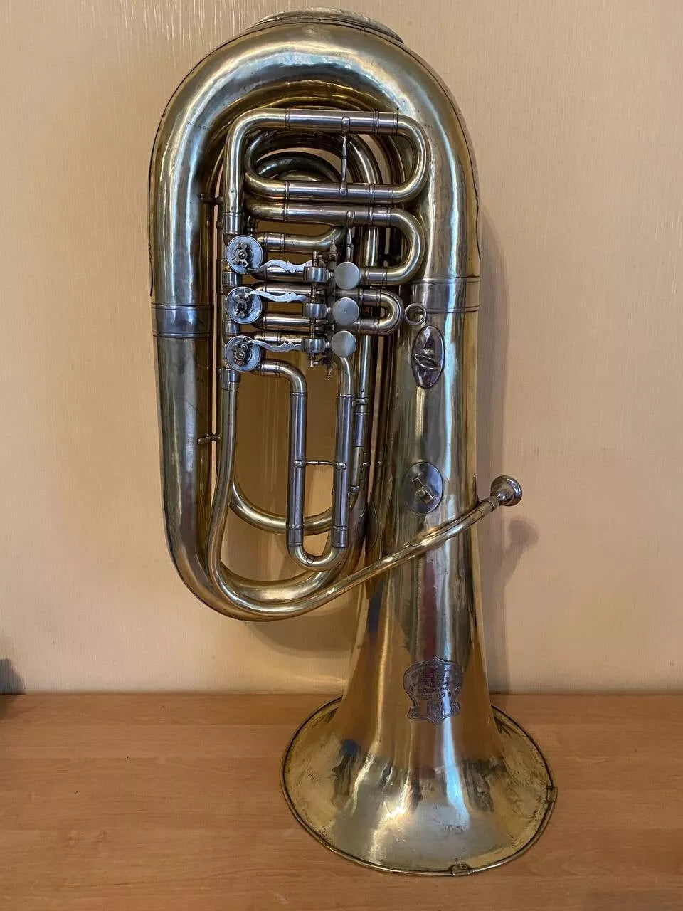 Tuba "Bb" Brass Pipe Wind Instrument Horn pre-WWI Germany Antique J. Altrichter
