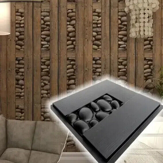 2pcs Panels Wall ABS Stone Art Plastic Mold Decor 3D Plaster Tile Form Design
