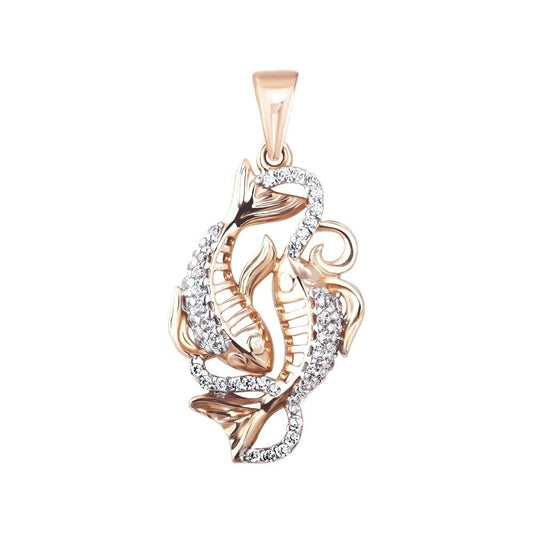 New Pendant -  Zodiac Sign Fish Necklace Jewelry Charm 14k gold (585)
