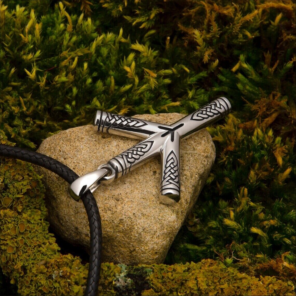 Algiz Rune Viking Norse Elder Futhark Protection Necklace Pendant Silver 925