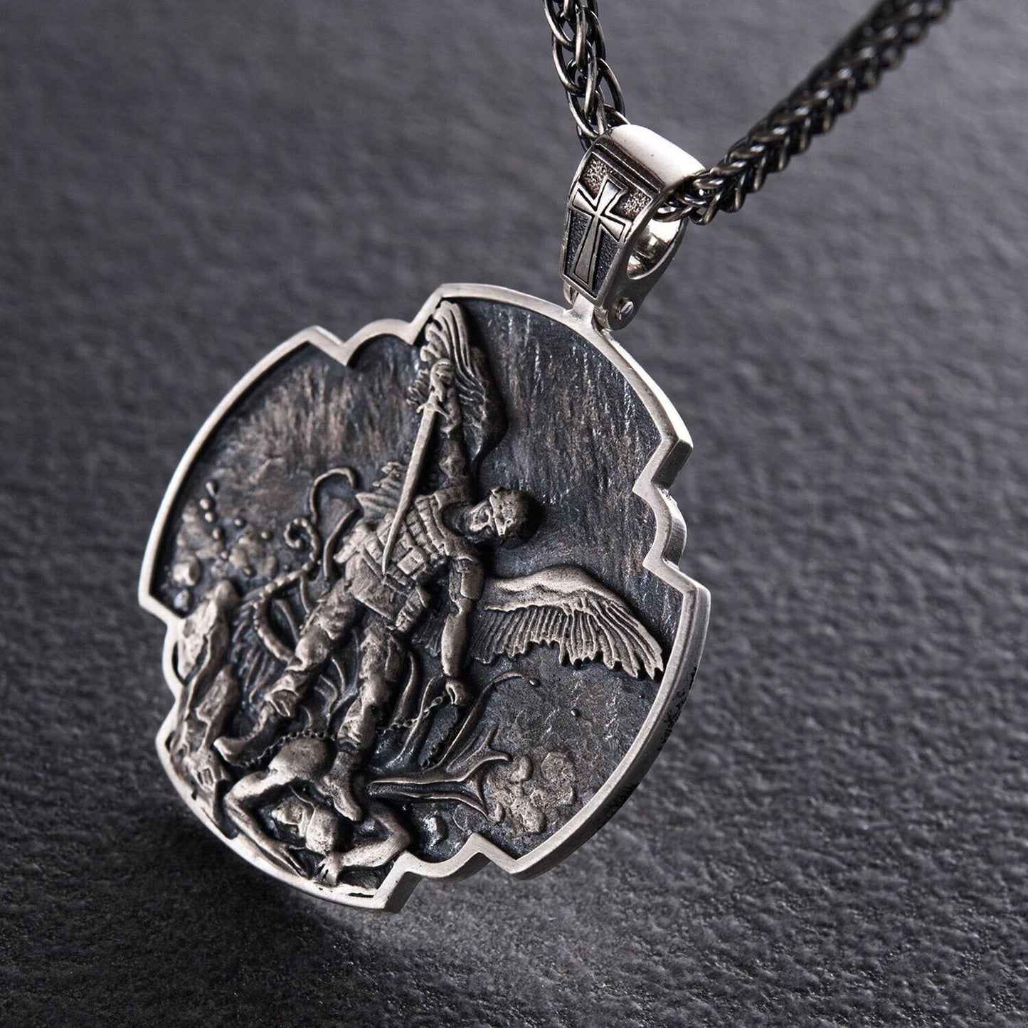 Ukrainian warrior. Prayer to Archangel Michael Silver 925 Pendant Necklace Style