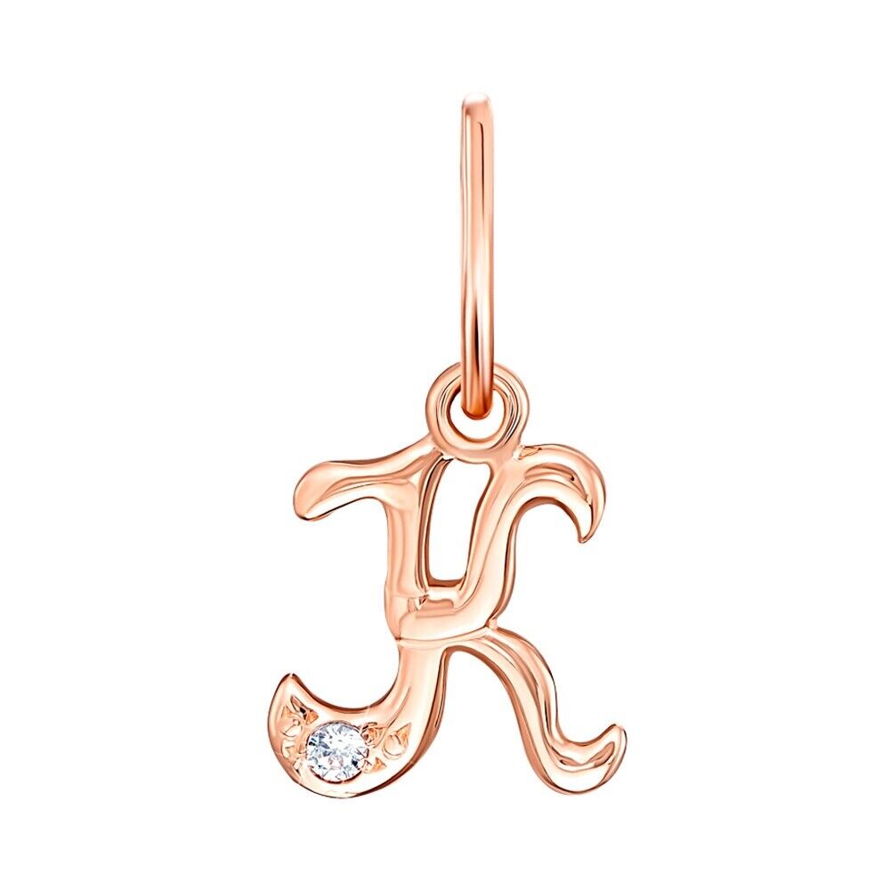 New Pendant - Letter K Name Girl Necklace Jewelry Charm 14k gold (585)