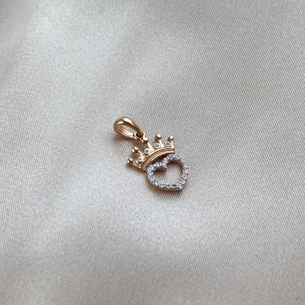 New Pendant -   Crown Heart Woman Girl Necklace Jewelry Charm 14k gold (585)