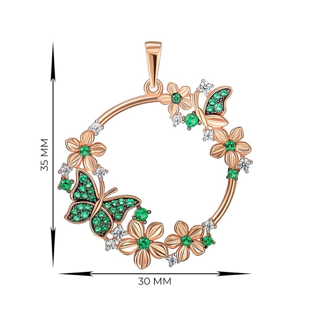 Pendant Butterfly Green Delicate Flowers Necklace Jewelry Charm 14k gold (585)