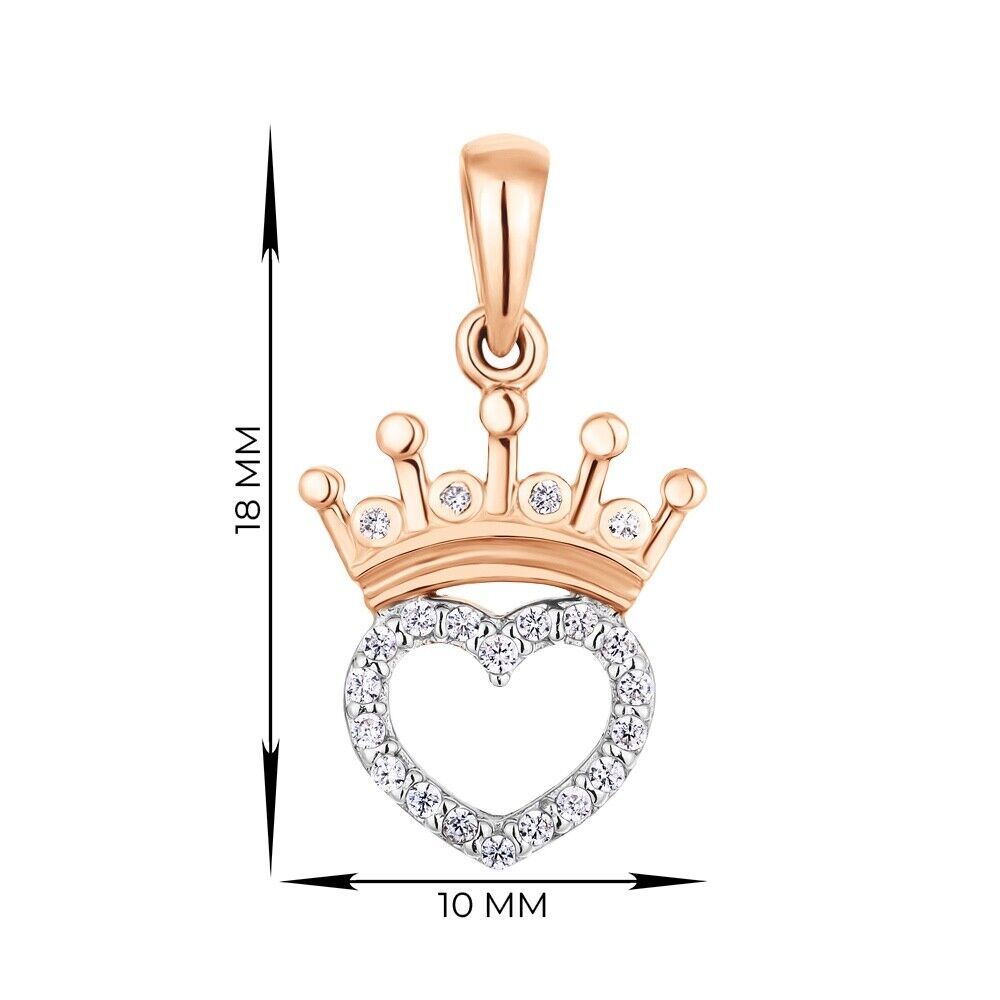 New Pendant -   Crown Heart Woman Girl Necklace Jewelry Charm 14k gold (585)